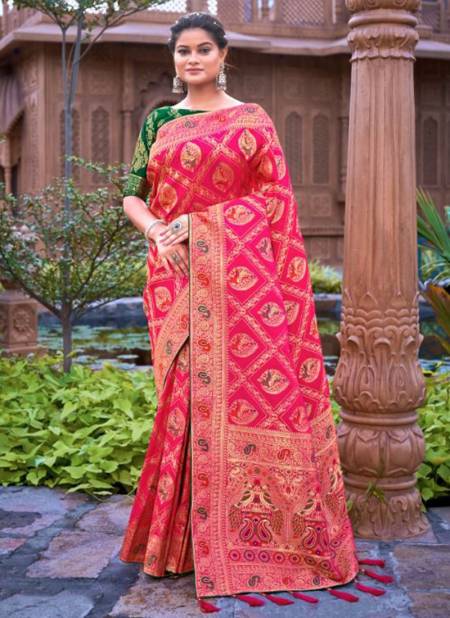 Pink And Green Colour MAANYASRI 4900 Monjolika New Latest Banarasi Silk Saree Collection 4904